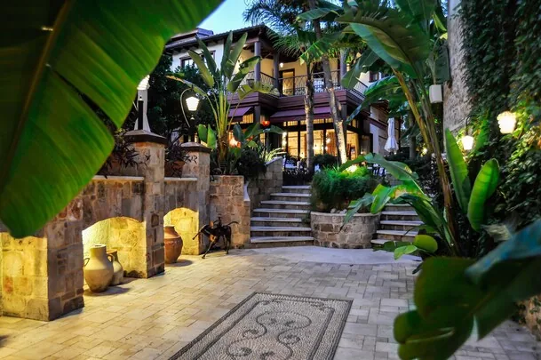 Tuvana Hotel — Special Class, lit courtyard in Kaleiçi old town