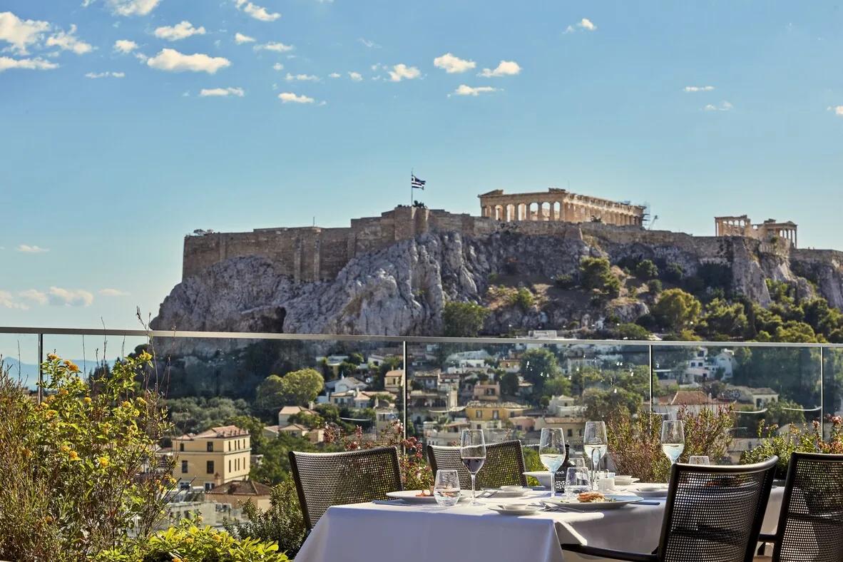 Electra Metropolis Athens — rooftop pool with Acropolis views