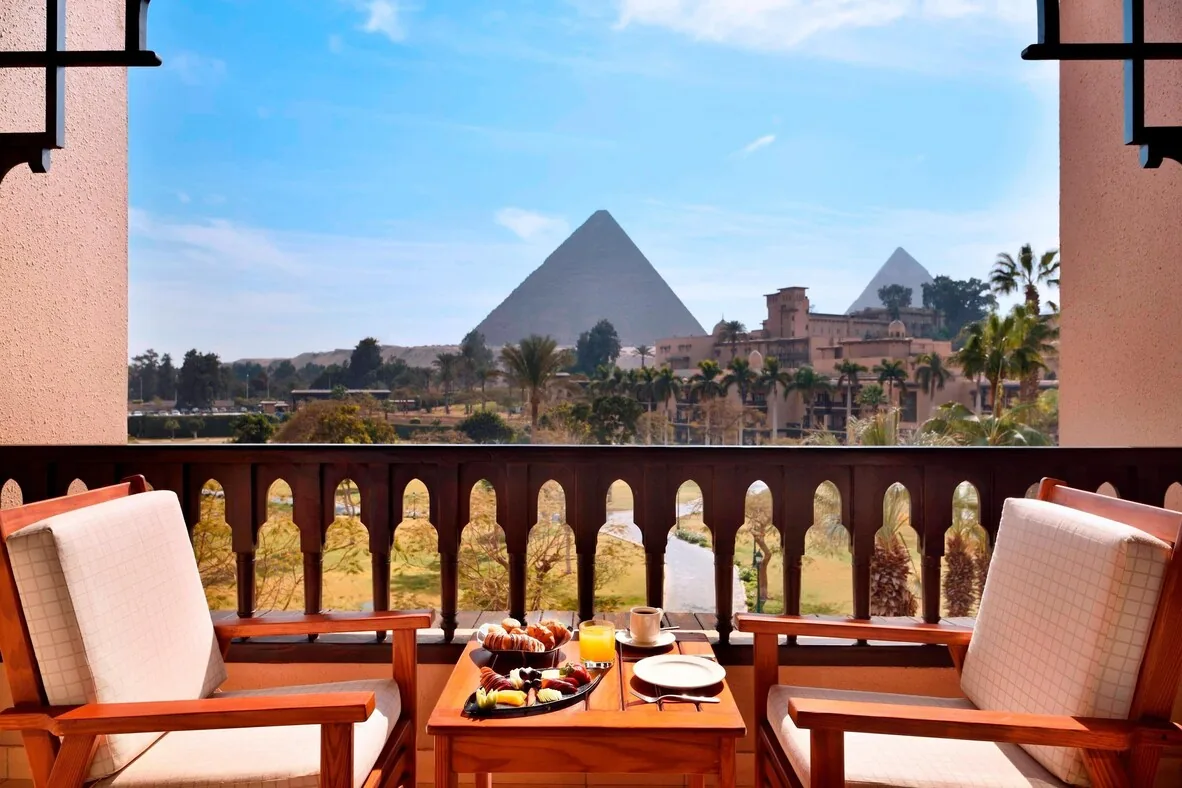 Marriott Mena House Cairo — pyramids view from gardens