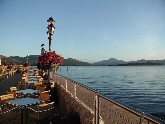 Duck Bay Hotel — lochside terrace dining on Loch Lomond with mountain views