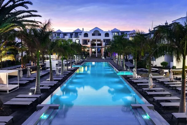 Barceló Teguise Beach — adults-only pool at twilight, Costa Teguise