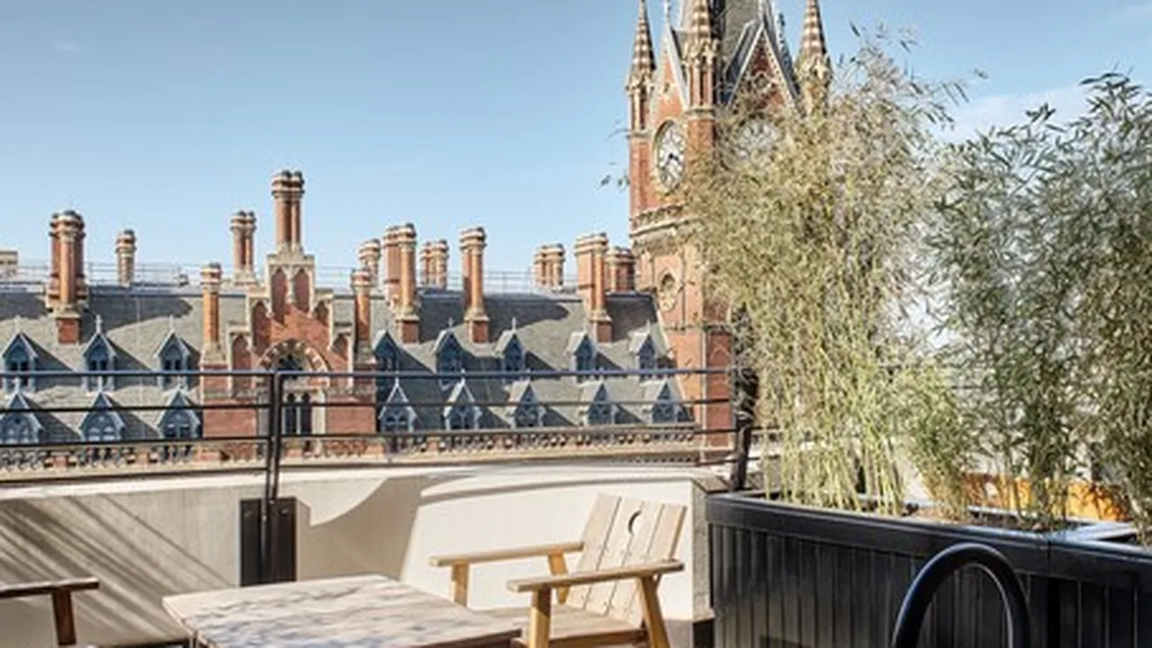 The Standard, London — terrace suite overlooking St Pancras clock tower