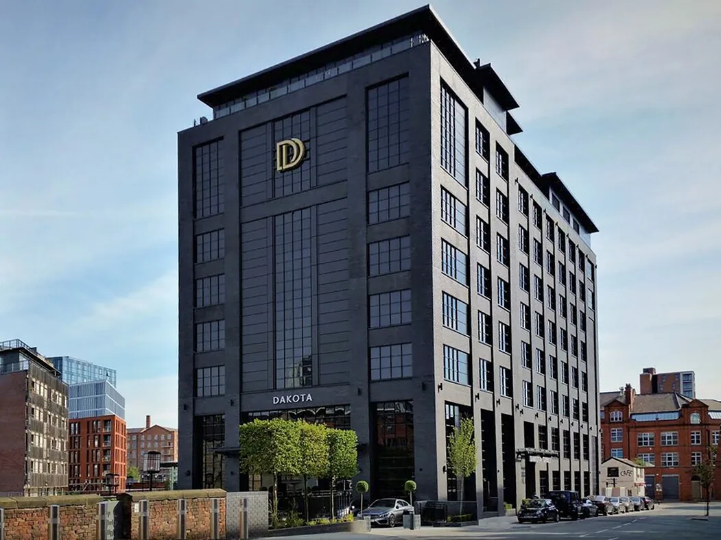 Dakota Manchester — hotel exterior with gold D logo and Ducie Street frontage