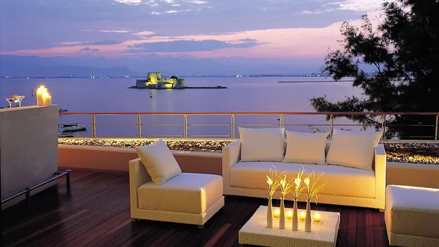Amphitryon Hotel — waterfront hotel facing the Bourtzi fortress in Nafplio old town