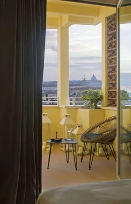 Starhotels Metropole Rome — balcony with St Peter's dome view
