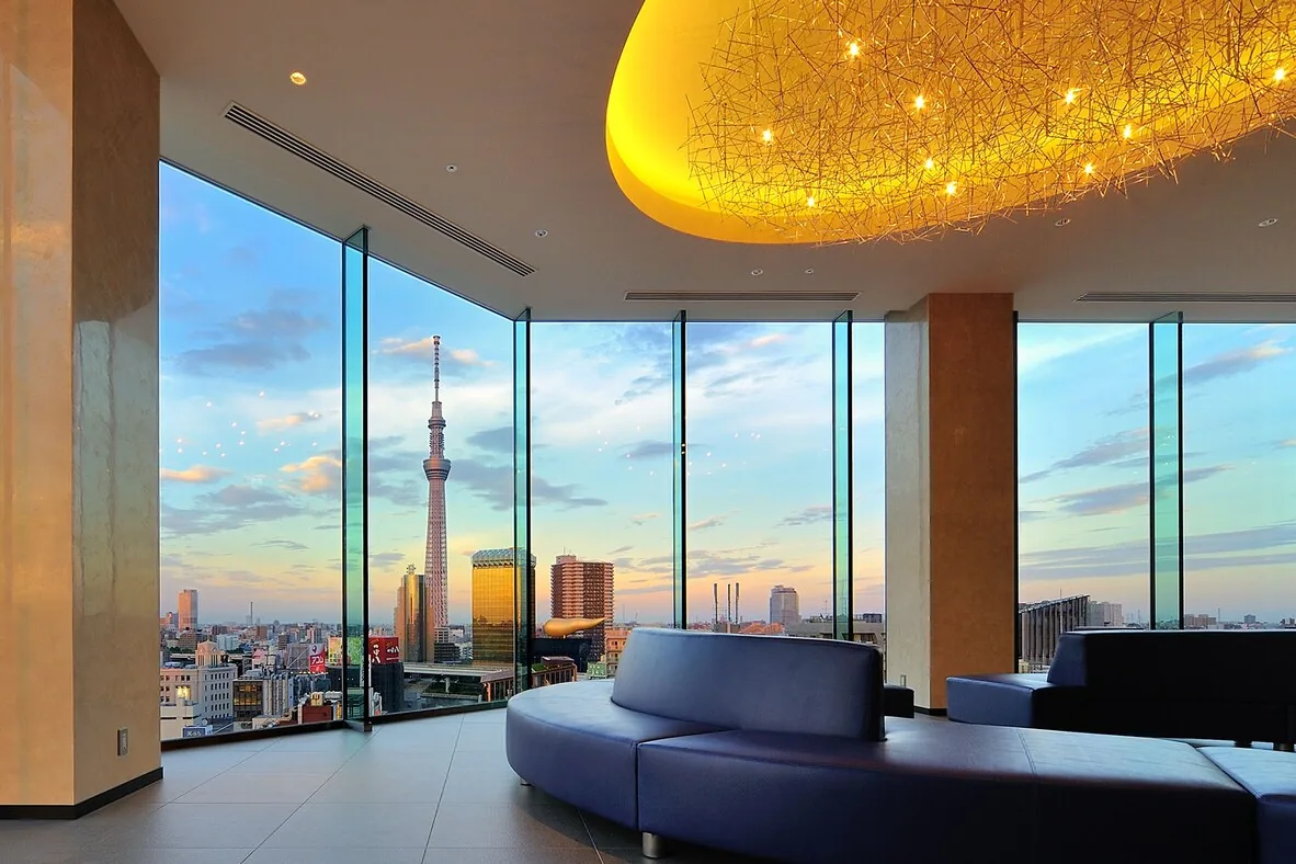 The Gate Hotel Kaminarimon — rooftop terrace overlooking Asakusa, Tokyo