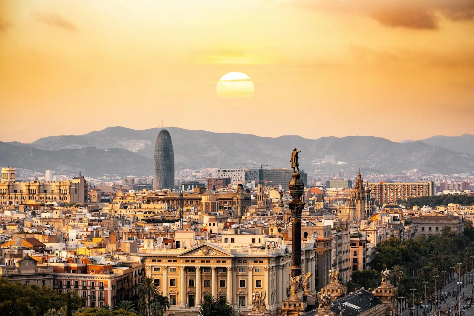 Málaga harbour and coastal skyline — Spain