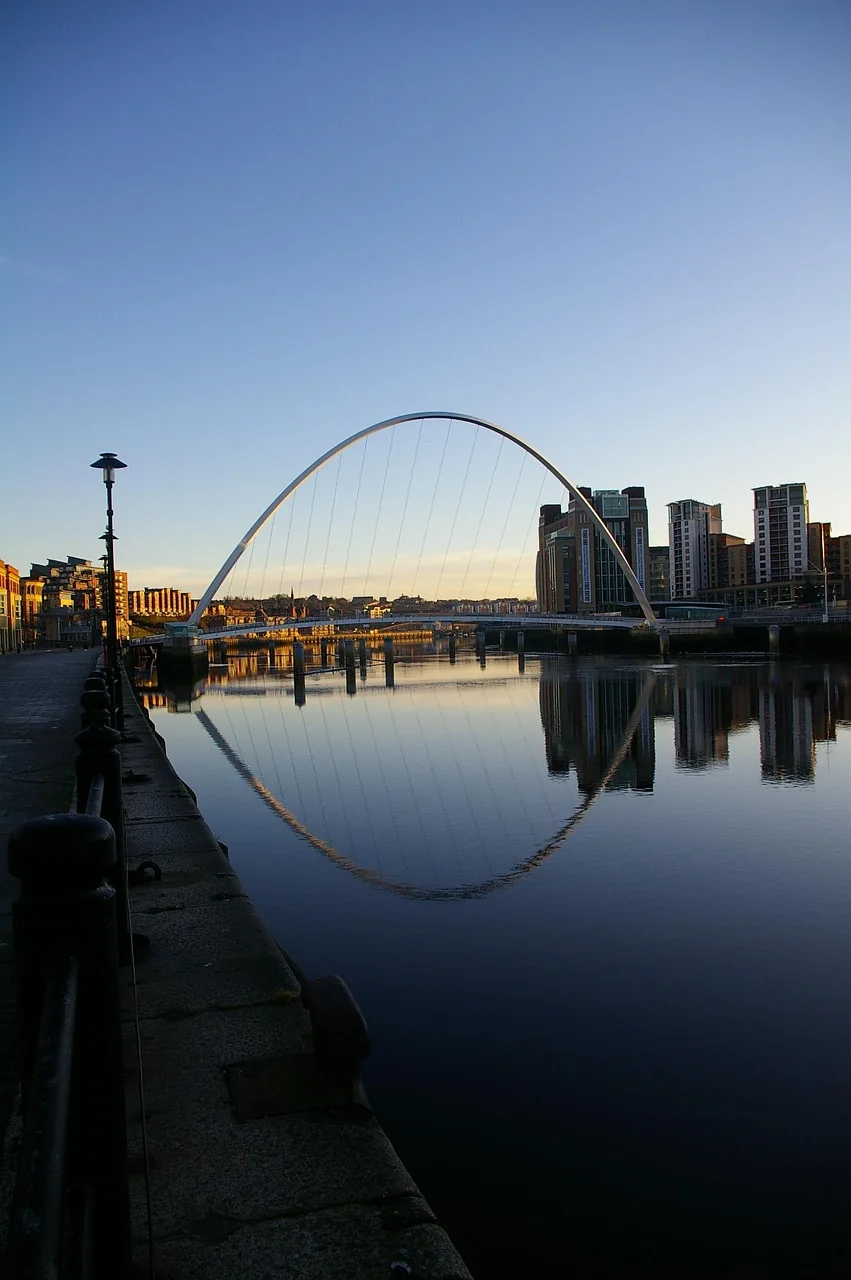 The Gateshead Millennium Bridge and Newcastle Quayside