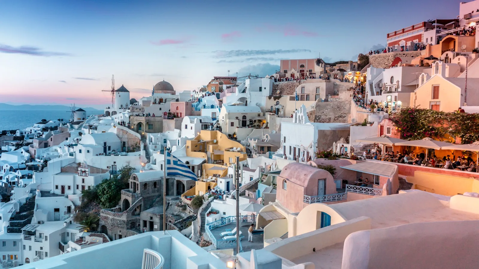 Santorini caldera at sunset