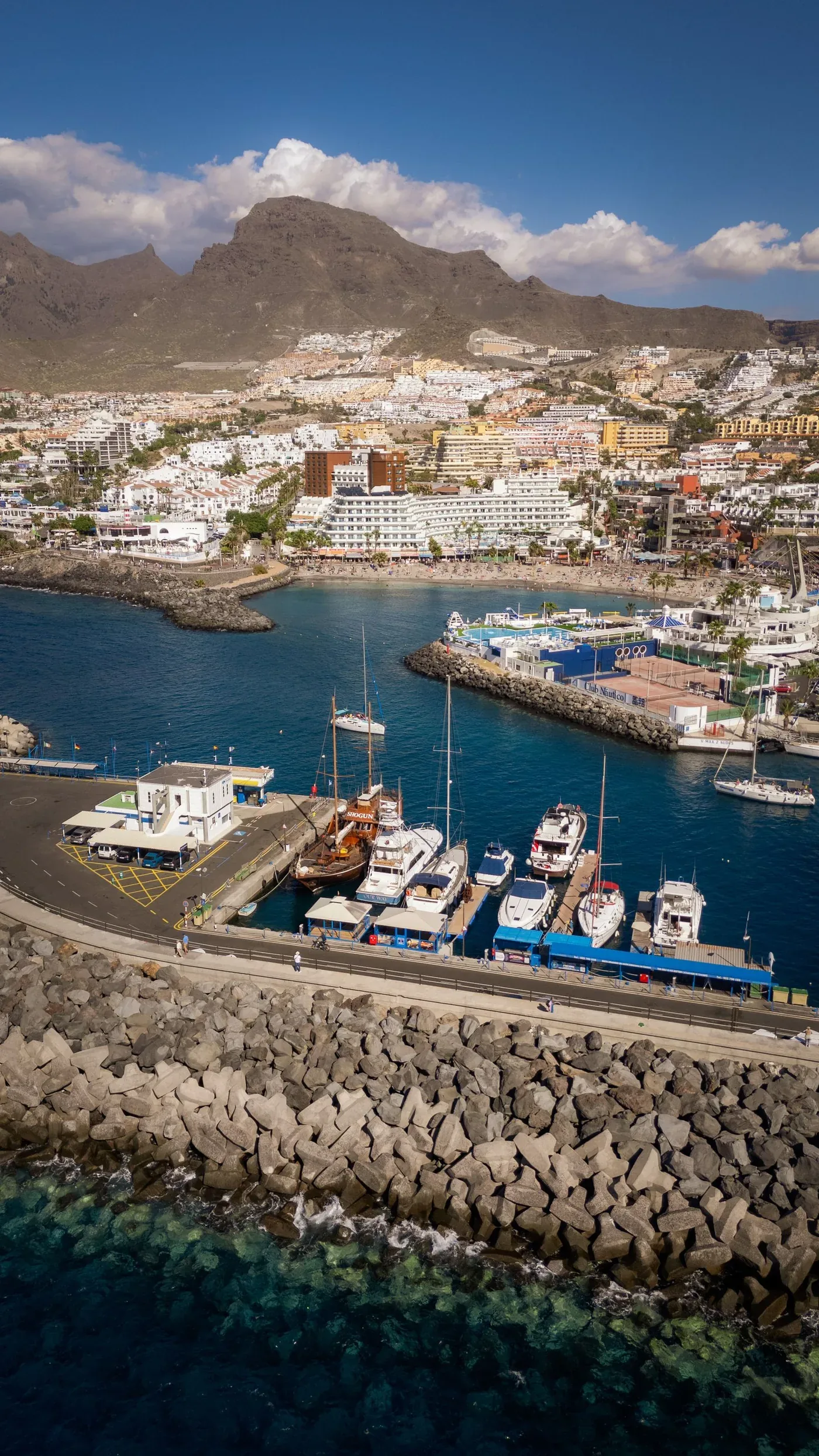 Tenerife coastal town, marina and beaches
