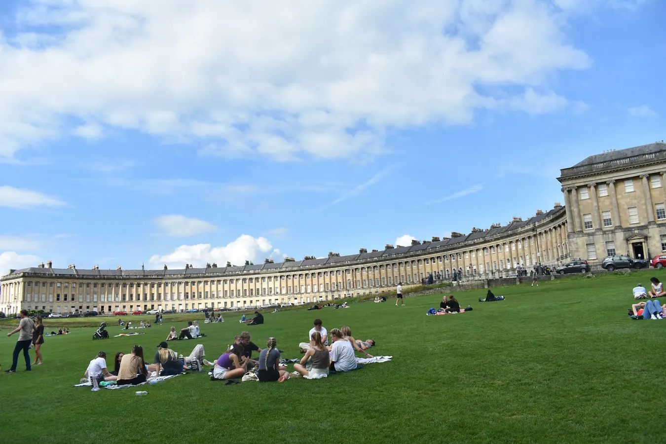 The Royal Crescent lawn in Bath