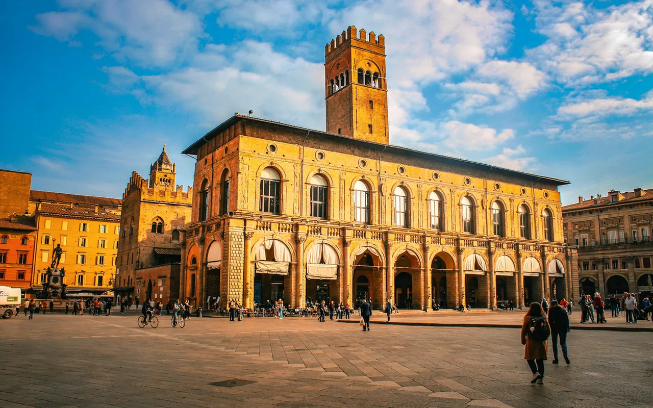 Palazzo del Podestà and Torre dell'Arengo on Piazza Maggiore, Bologna