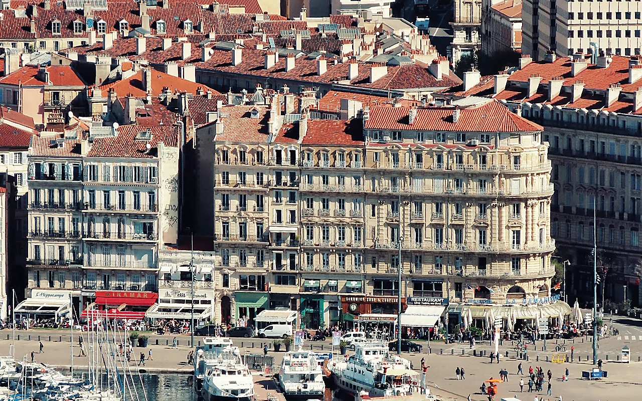 Aerial view of the Old Port of Marseille, France