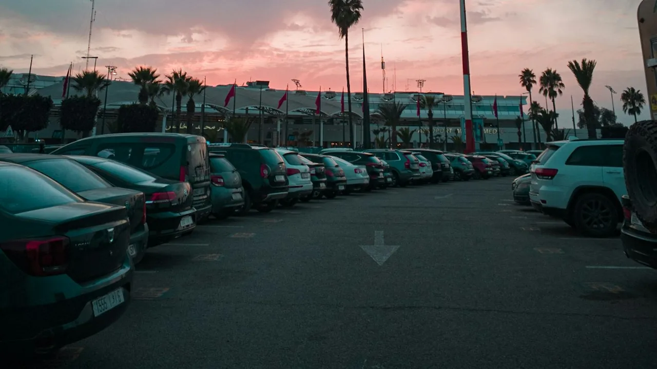 Cars parked at an airport