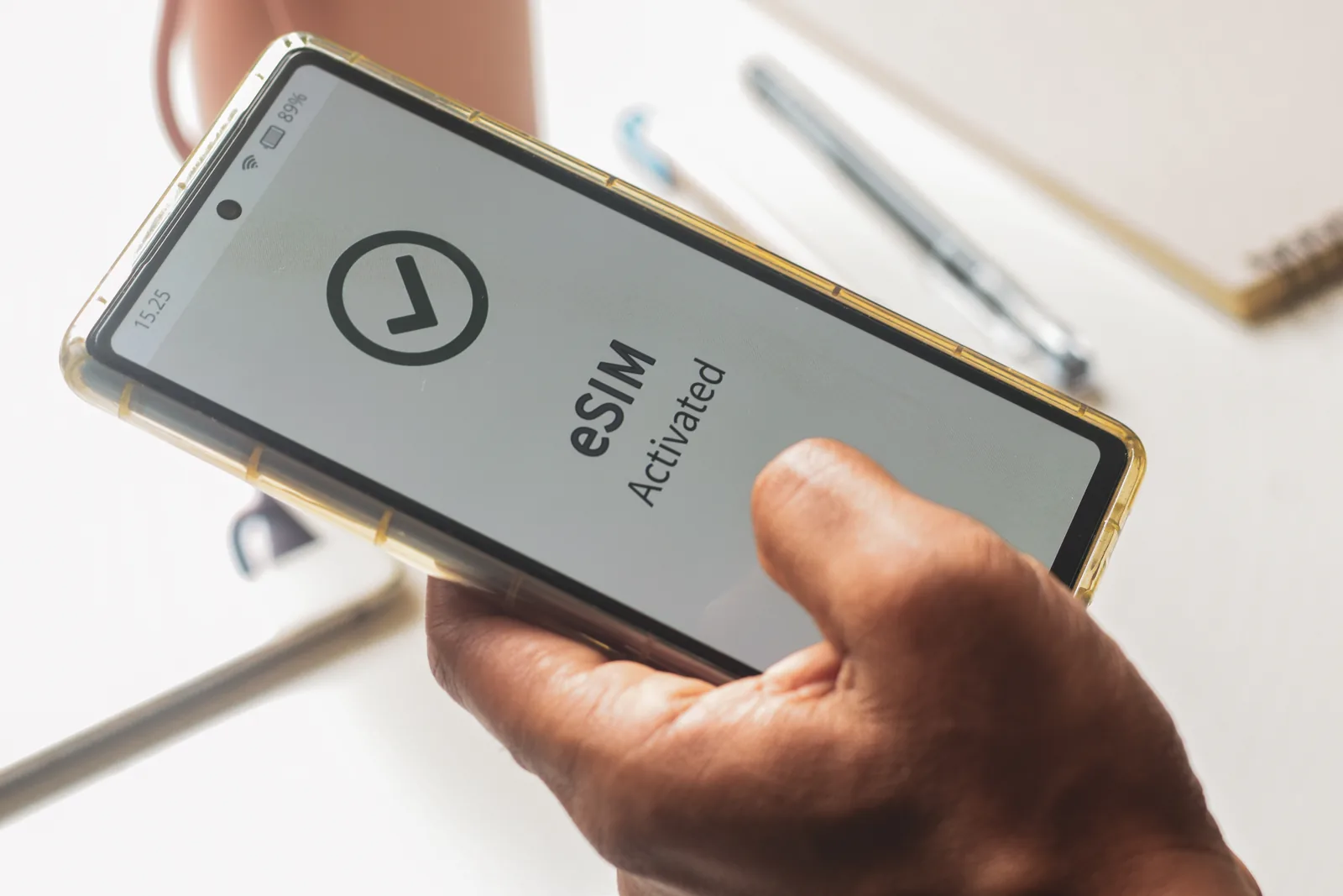 Phone showing eSIM activated